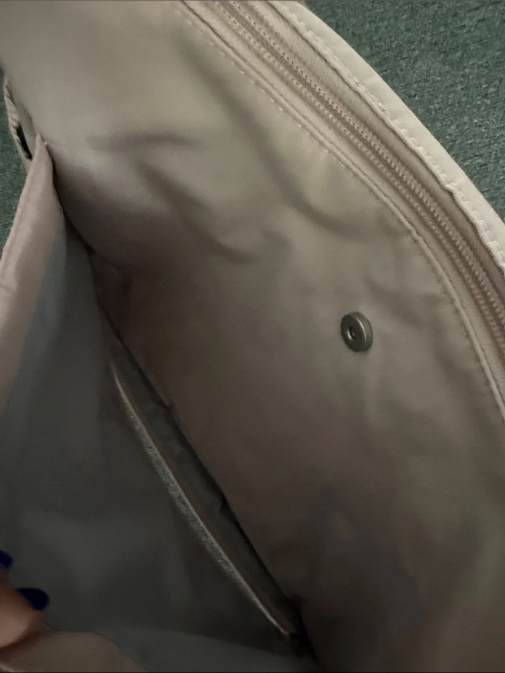 Soft Blush Hobo Bag with Front Zip Pockets